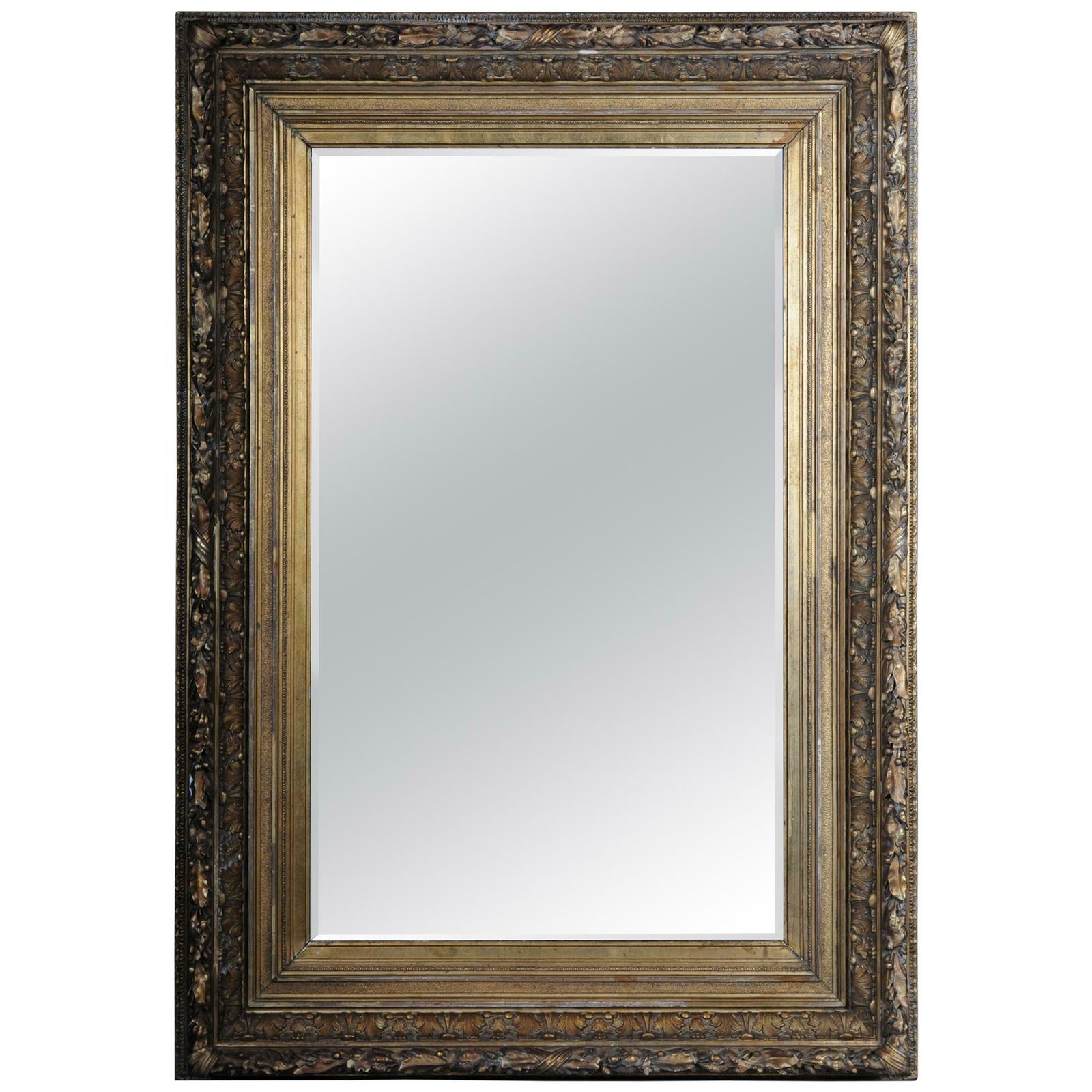 19th Century Ornate Wall Mirror Gold Frame, Gilded, Circa 1870