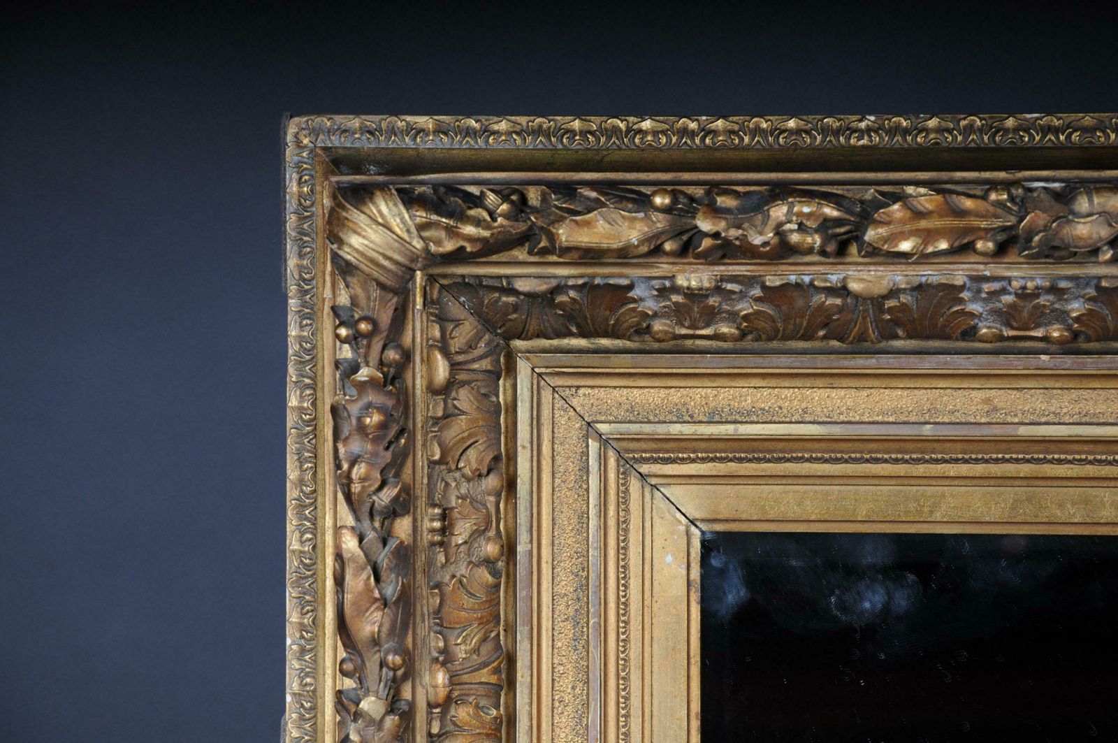 19th Century Ornate Wall Mirror Gold Frame, Gilded, Circa 1870 photo vintage