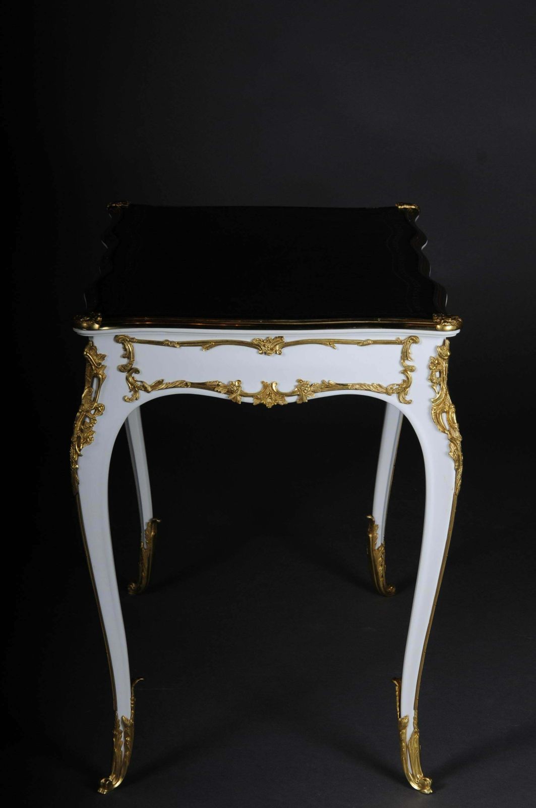 Furniture 20th Century Luxurious White Bureau Plat / Writing Desk In Louis XV Style photo