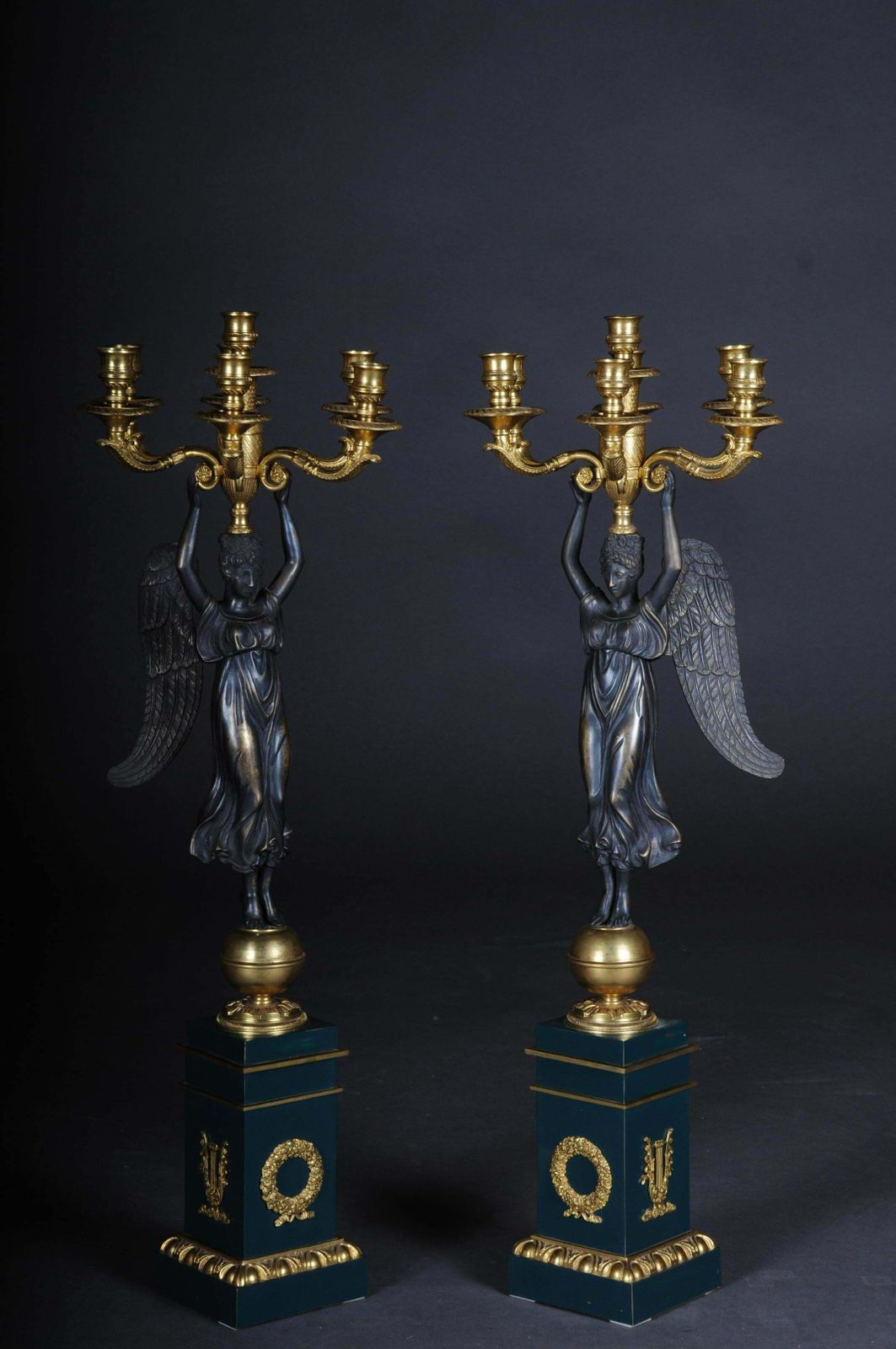 Pair Of Empire Ceremonial Bronze Candelabras/Candlesticks After P. P. Thomire photo furniture