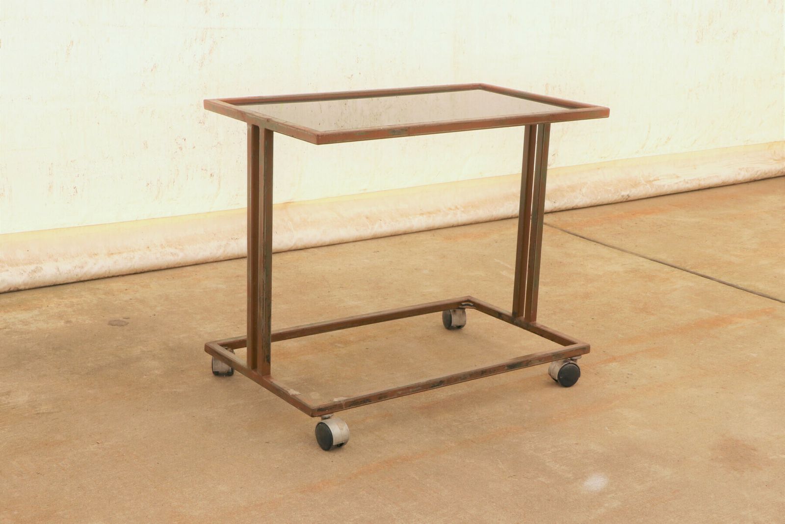 Czechoslovak Industrial Serving Trolley On Wheels From The 1970s
