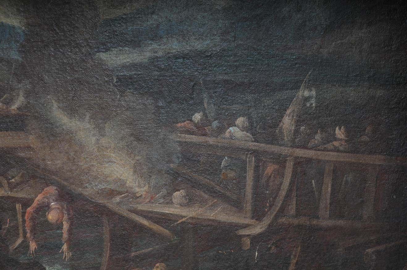 Ottomans Oil Painting Battle Scene From 1740 photo buy