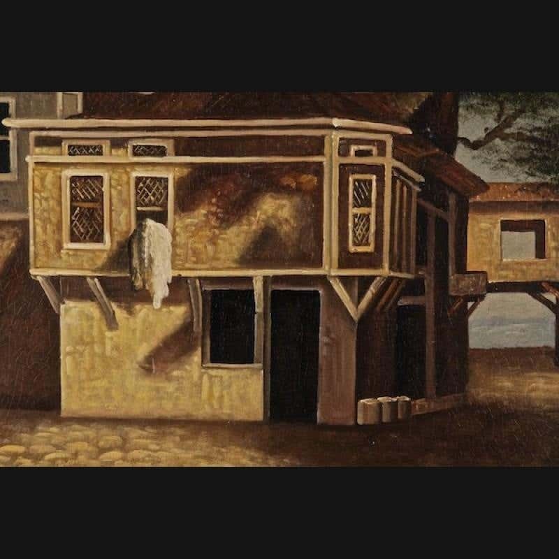 20th Century Living Oil Painting Café In Adalia In Asian Turkey photo 801.0