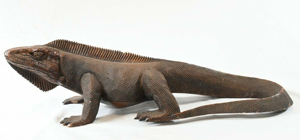 Hand Carved Komodo Dragon Sculpture Lizard Reptile photo 750.0