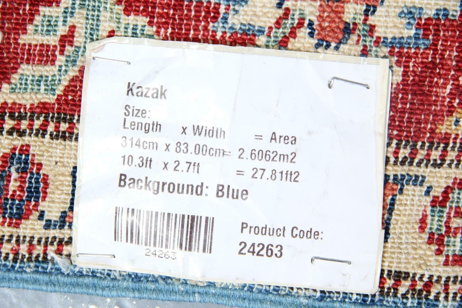 Handmade Runner Rug Traditional Kazak Carpet Rug Blue Geometric Runner photo 2200.0