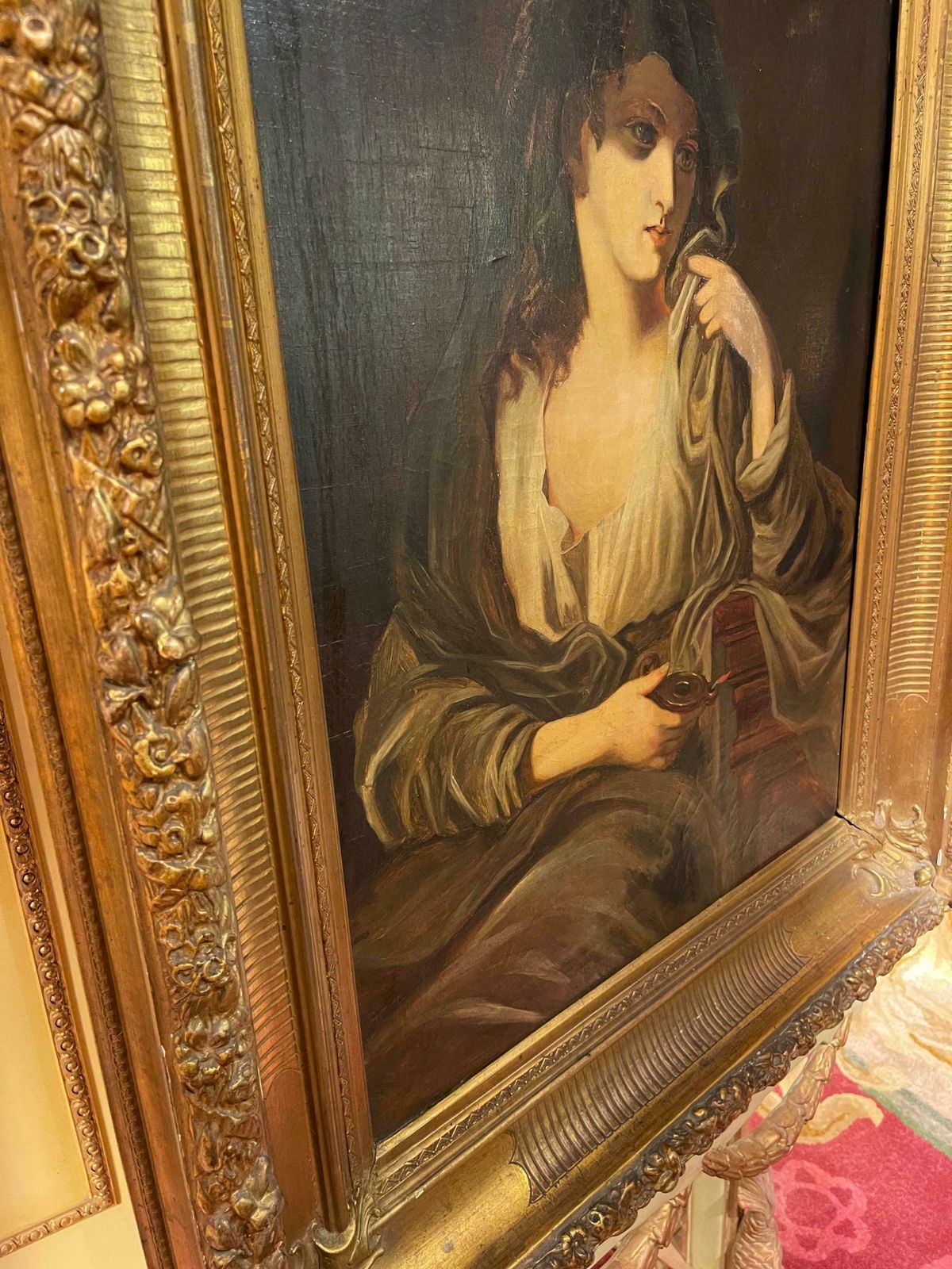 Monumental Oil On Canvas Painting  Portrait 19th Century photo Art