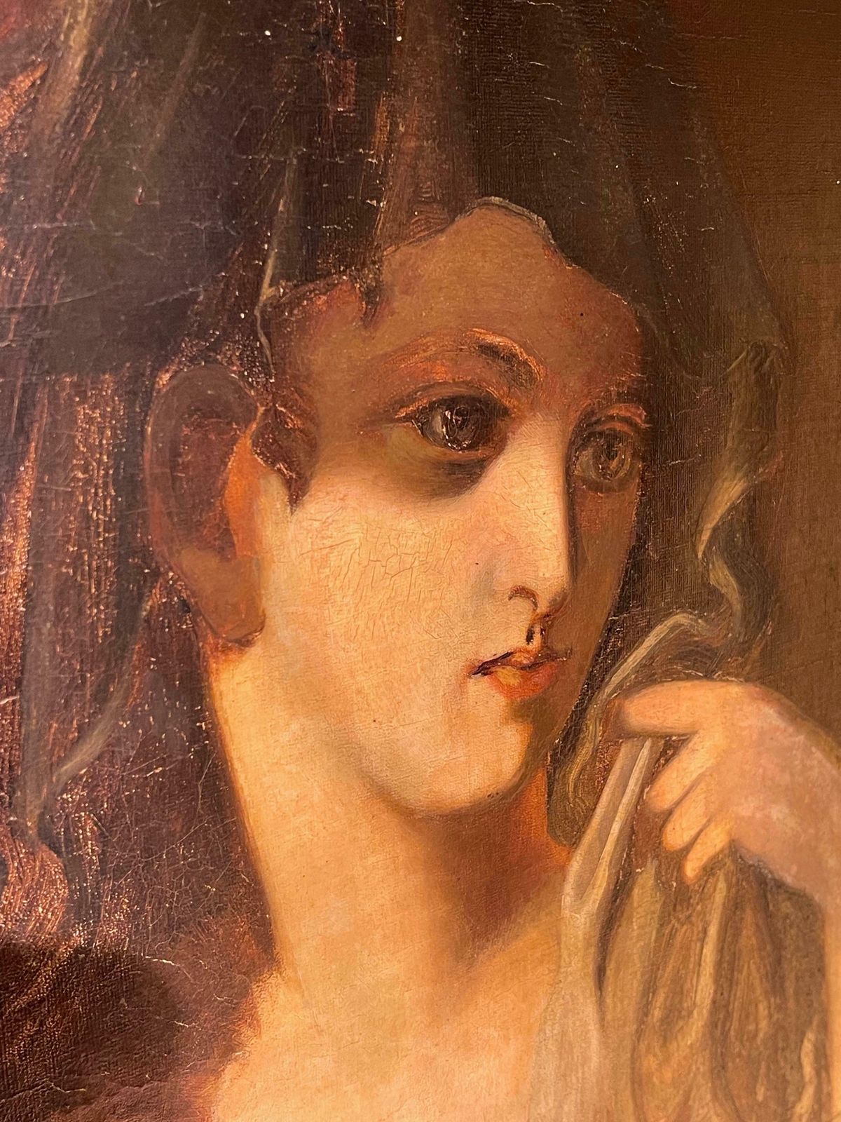photo for sale Monumental Oil On Canvas Painting  Portrait 19th Century
