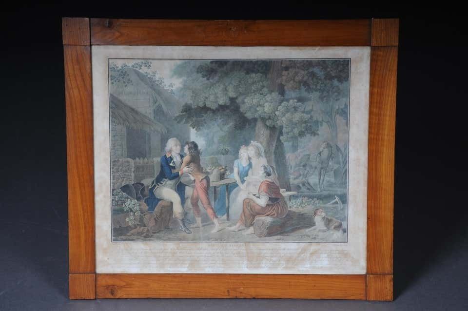 Set Of 6 Biedermeier Paintings Steel Engravings, Circa 1820 photo vintage