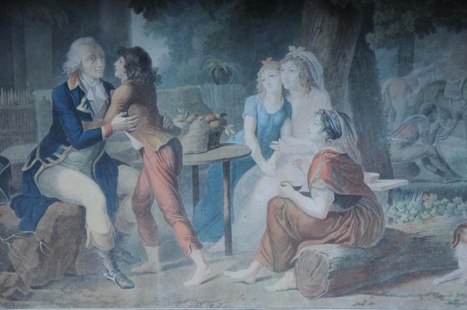Art Set Of 6 Biedermeier Paintings Steel Engravings, Circa 1820 photo