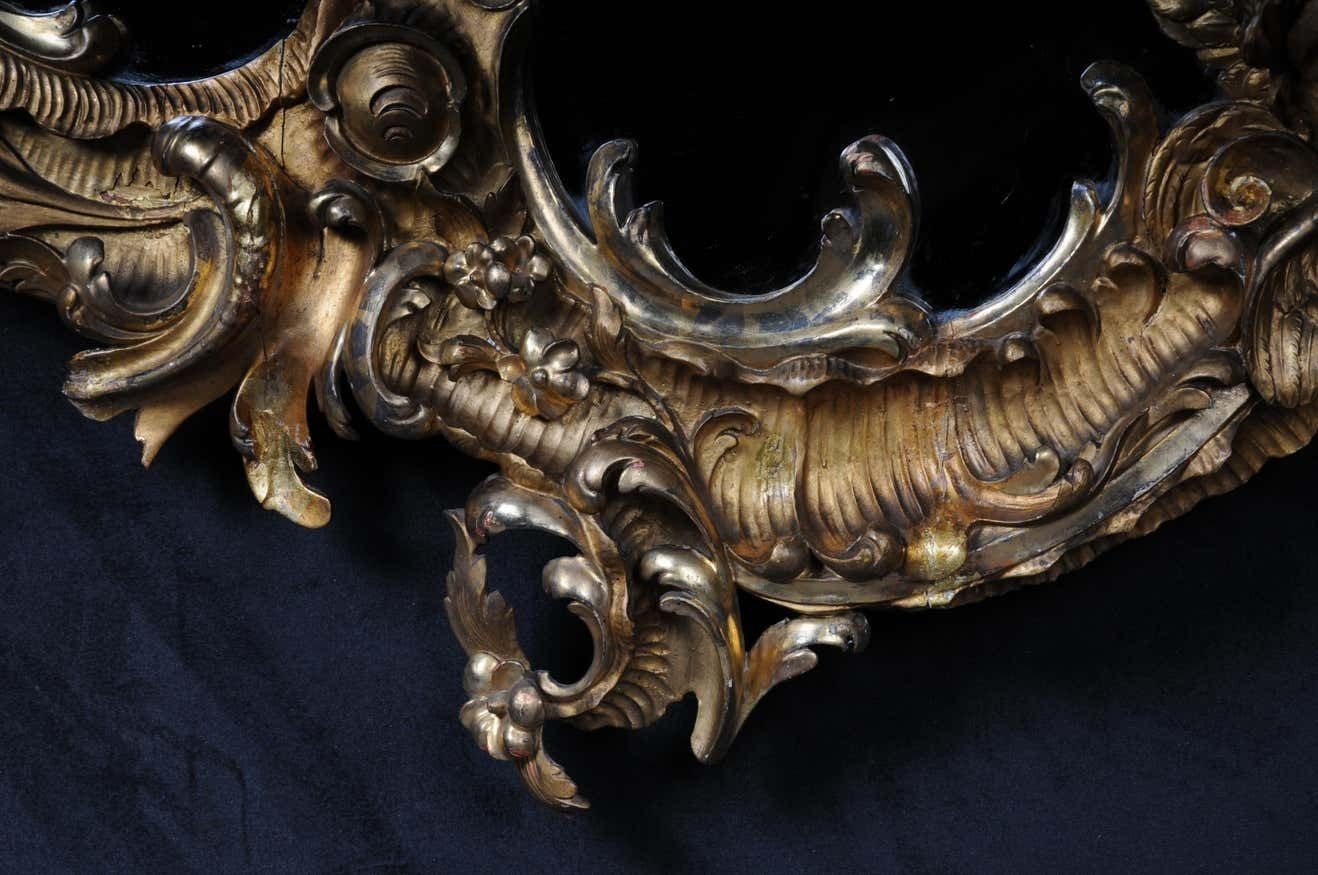 19th Century Antique Rococo Mirror Gilded Around 1880, Napoleon III photo 6460.0
