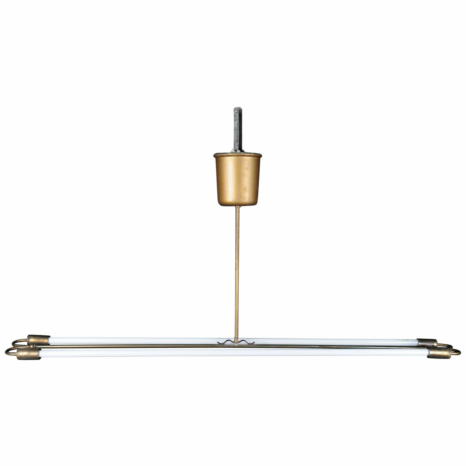 Large Vintage Ceiling Lamp, Ceiling Lamp Brass Neon Tube, 1950''S