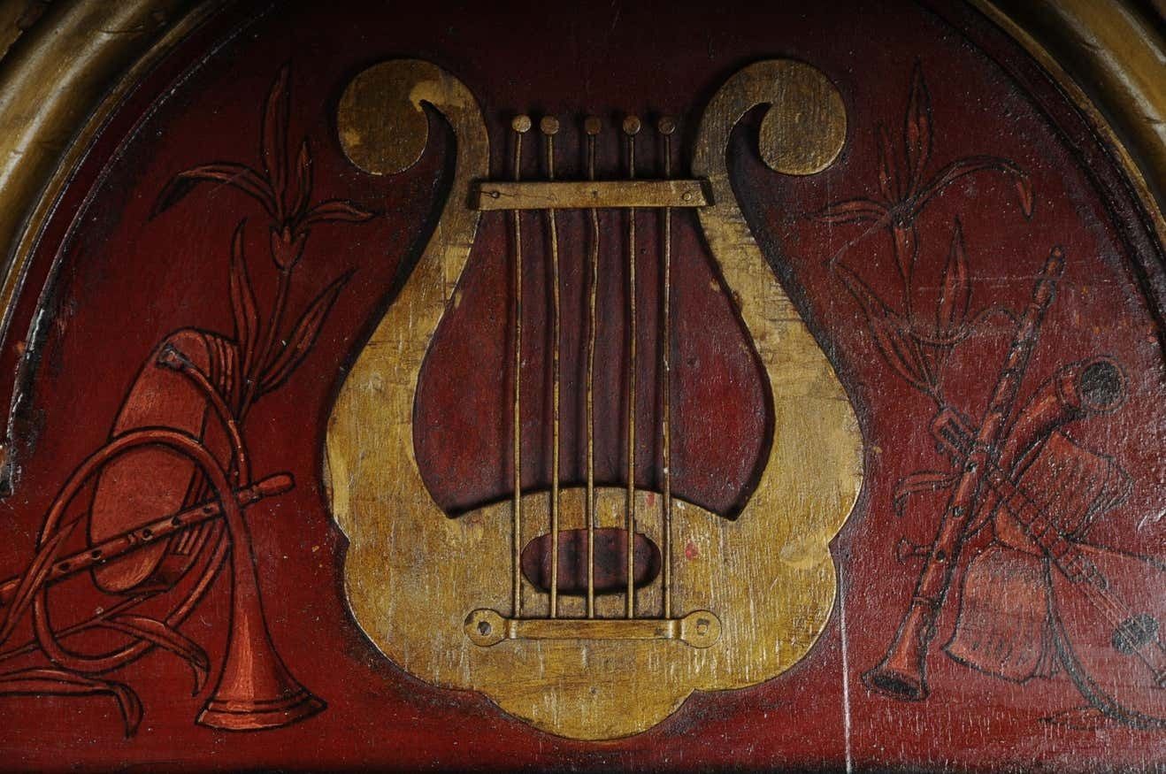 19th Century Exceptional Solitare Wall Decoration / Wall Covering With Painting photo 2349.0