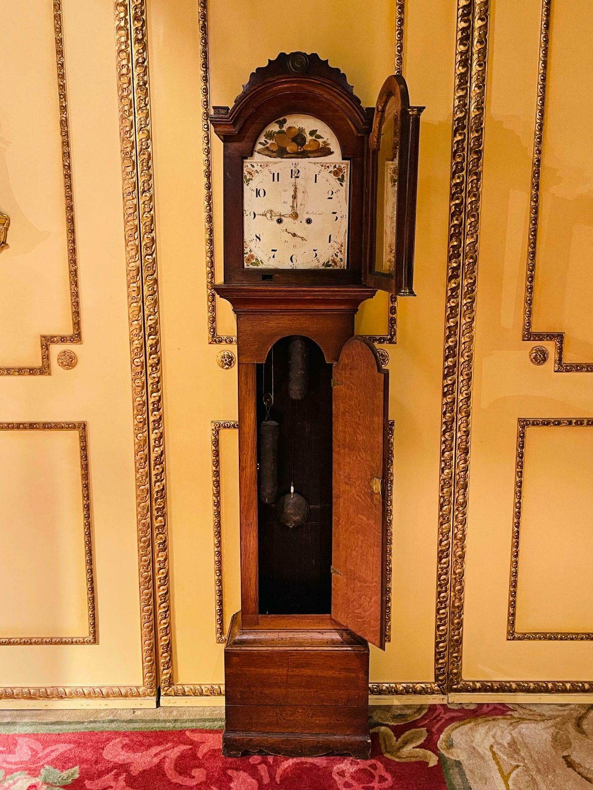 Beautiful Antique English Grandfather Clock Oak 19th Century photo vintage