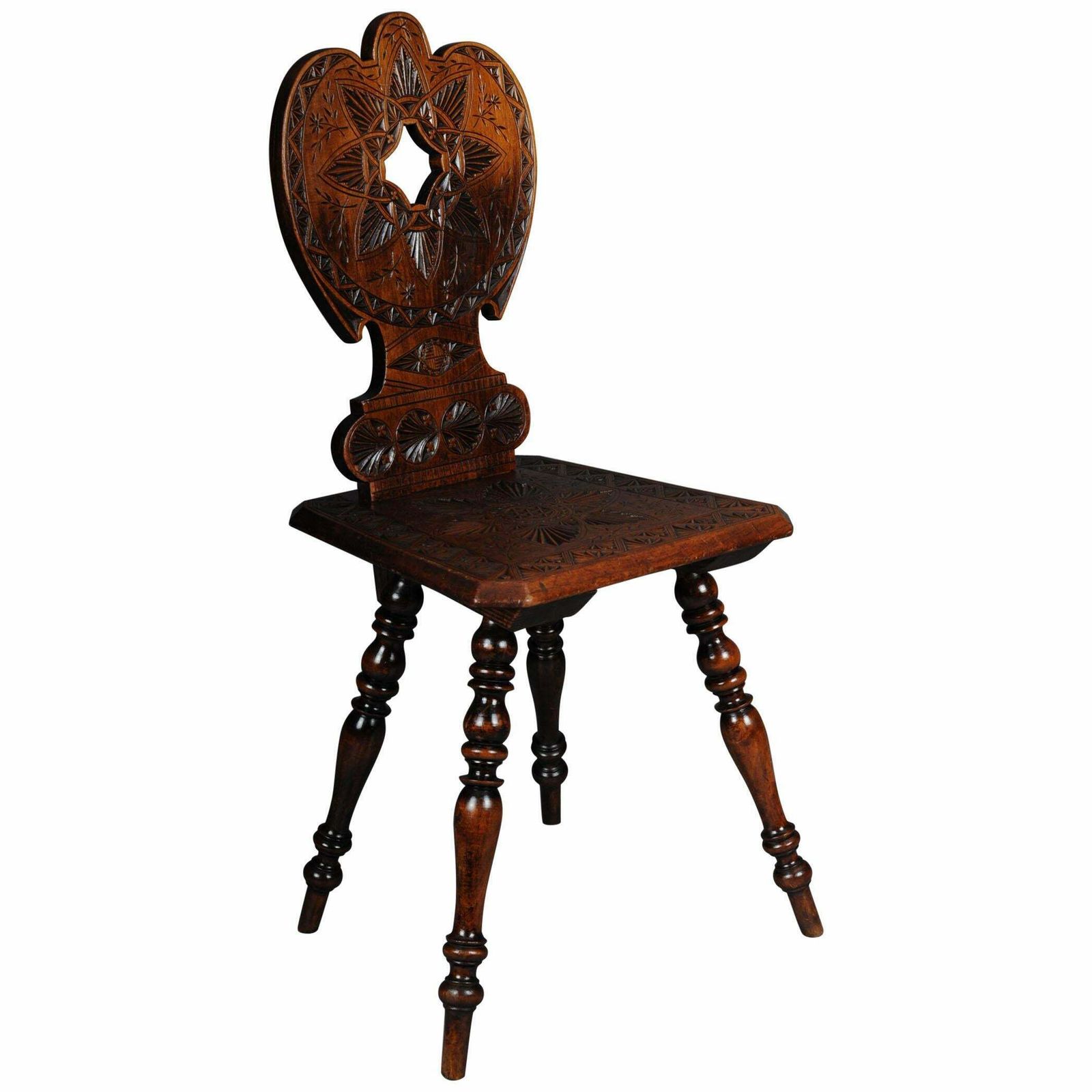 Antique Neo Renaissance Board Chair Historicism Circa 1870, Oak E