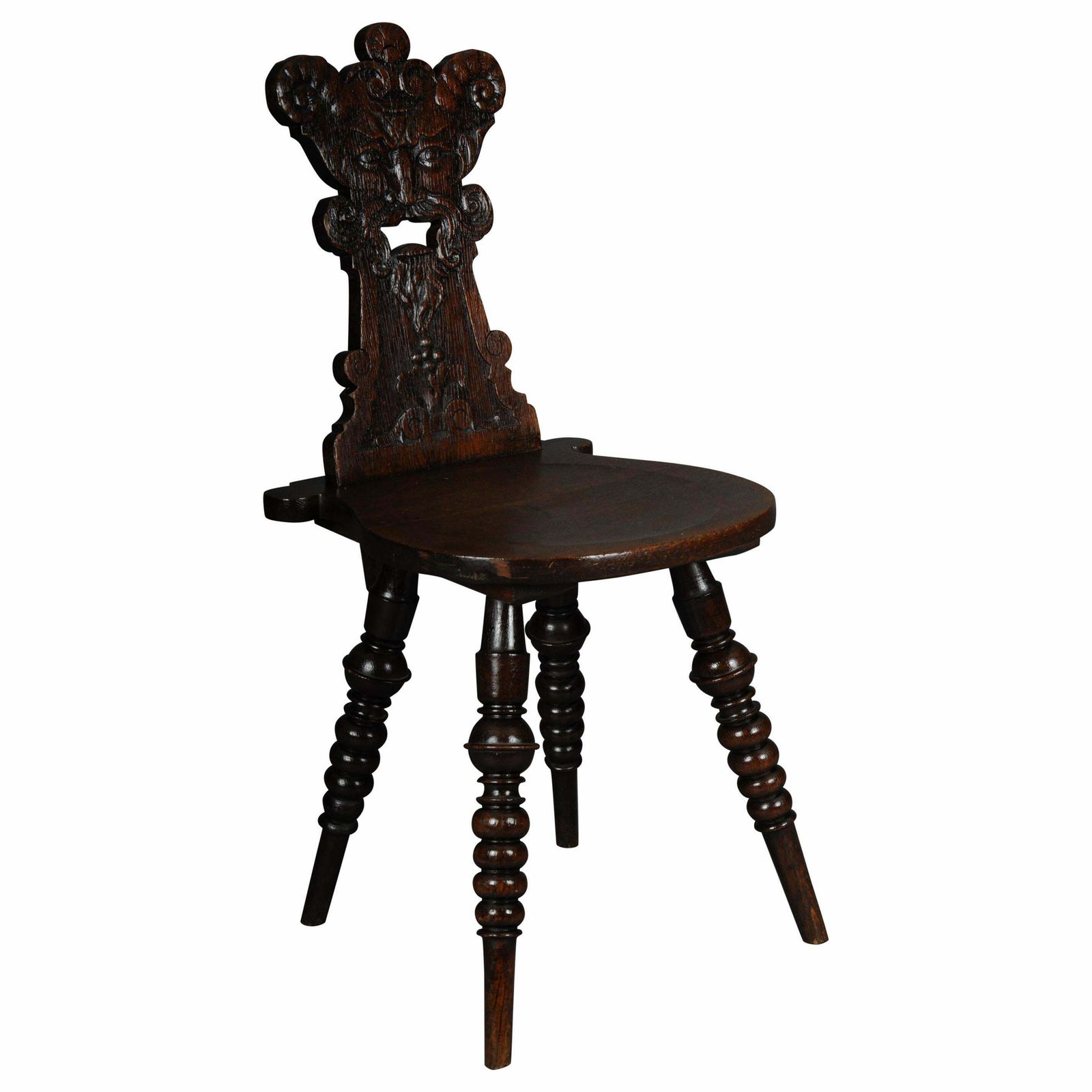 Antique Neo Renaissance Board Chair Historicism Circa 1870, Oak C