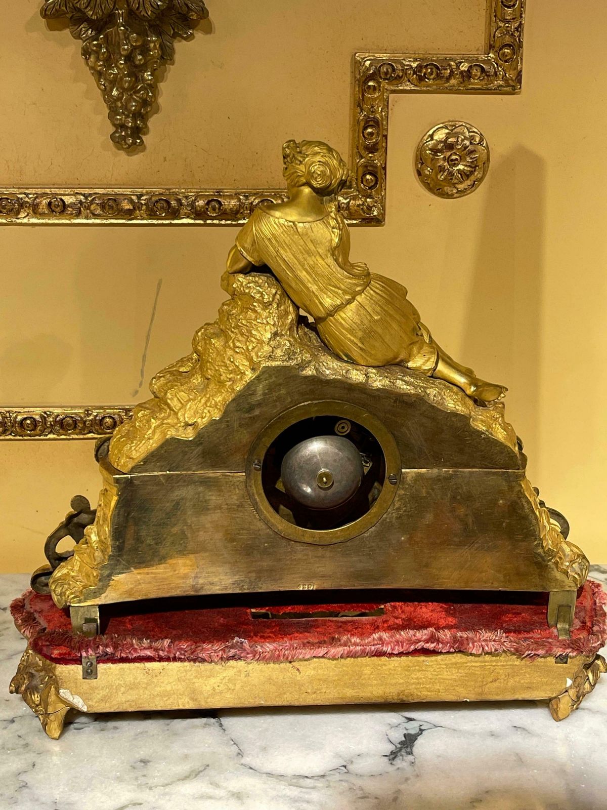 French Mantel Clock  Pendulum Clock Fire Gilt  Around 1870 1880 photo vintage
