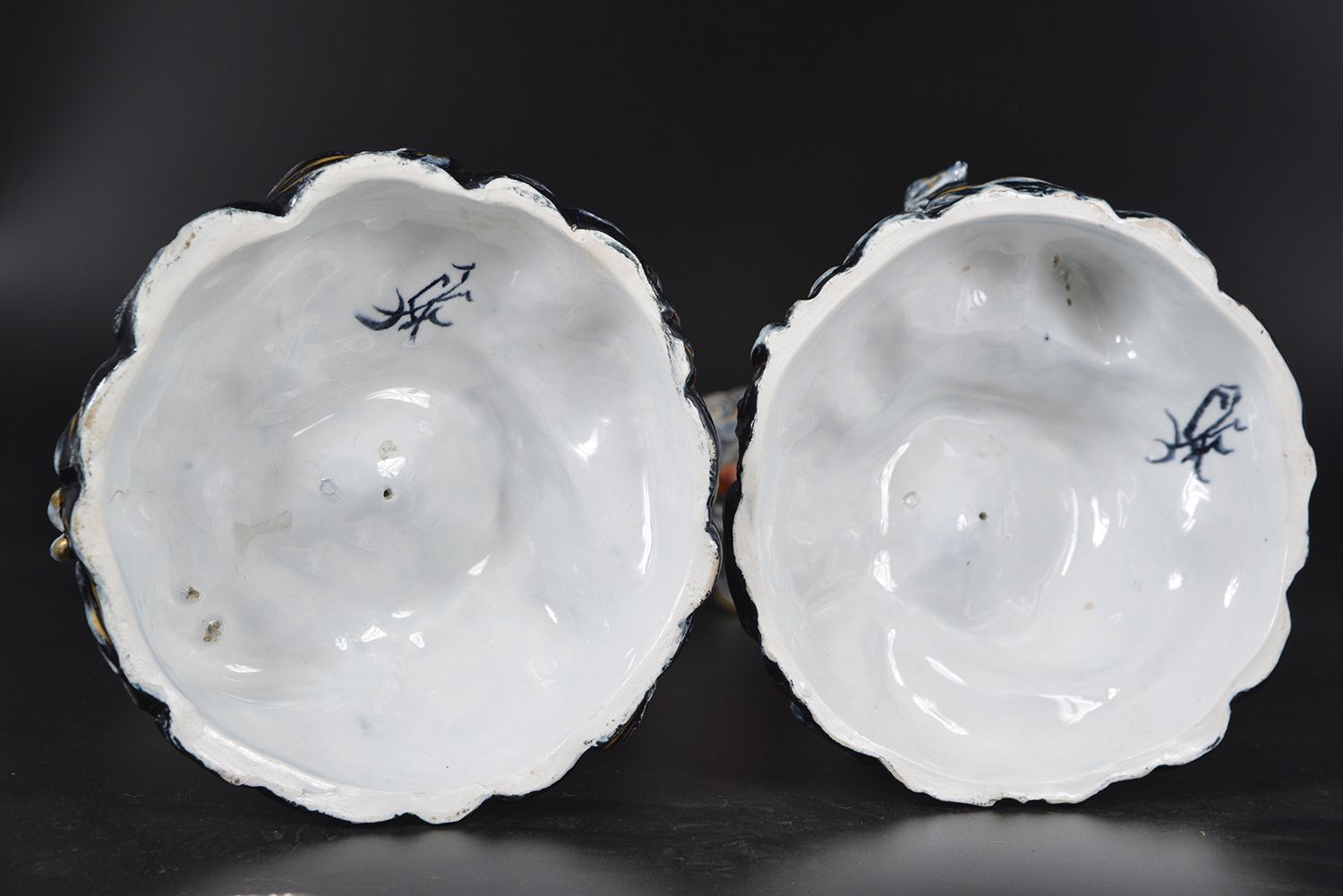 20th Century Pair Keller & Guerin French Pottery Candlesticks Lunéville Saint Clement photo 275.0