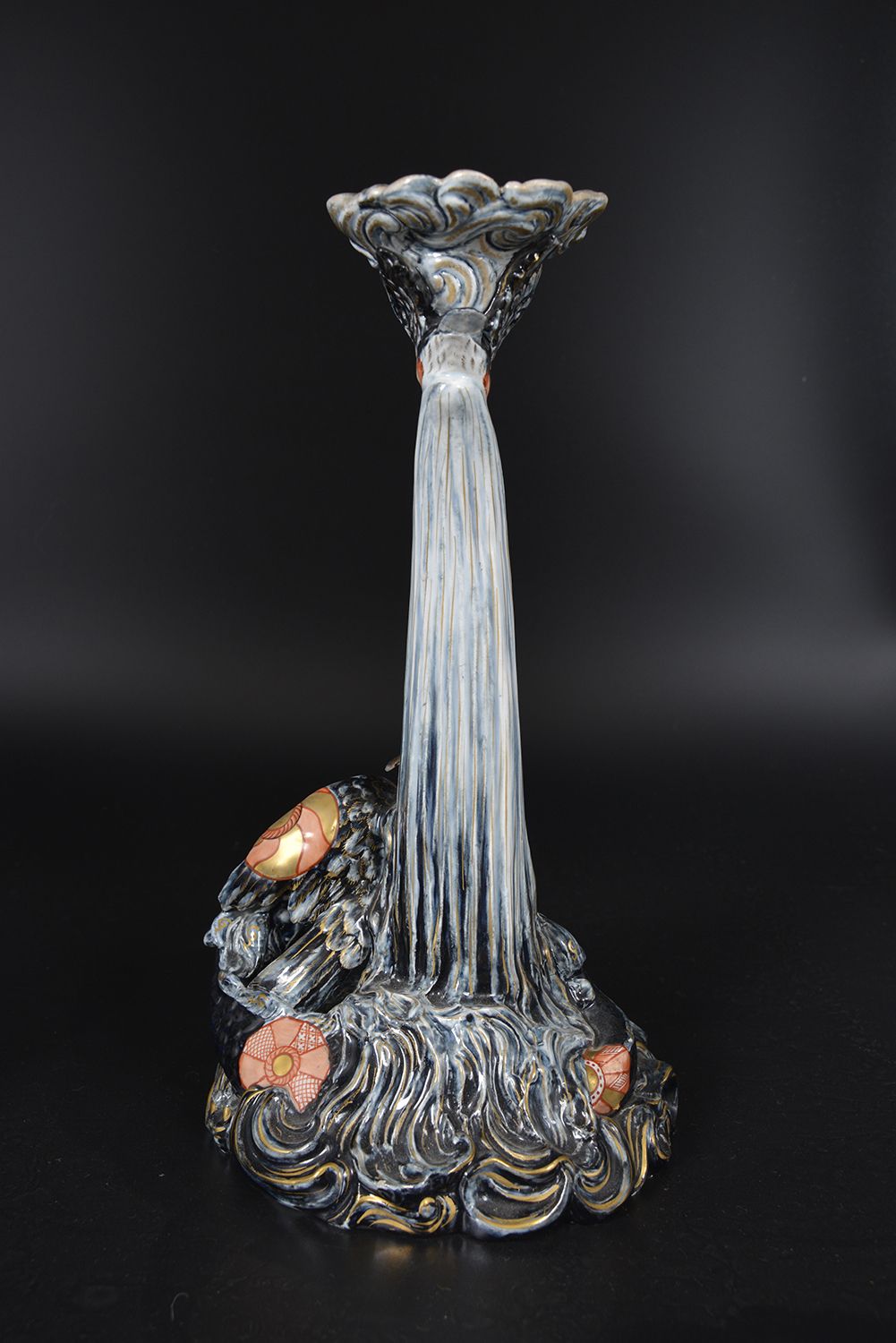 photo for sale 20th Century Pair Keller & Guerin French Pottery Candlesticks Lunéville Saint Clement