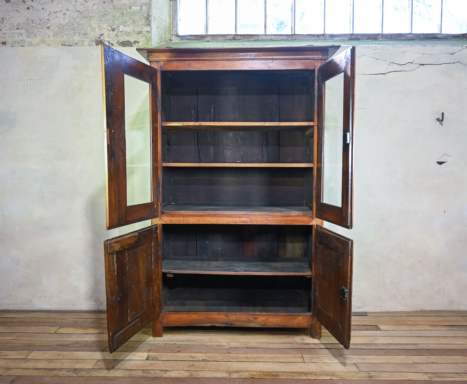 A Charming Mid 19th Century French Cherrywood Glazed Cabinet Bookcase photo 3100.0
