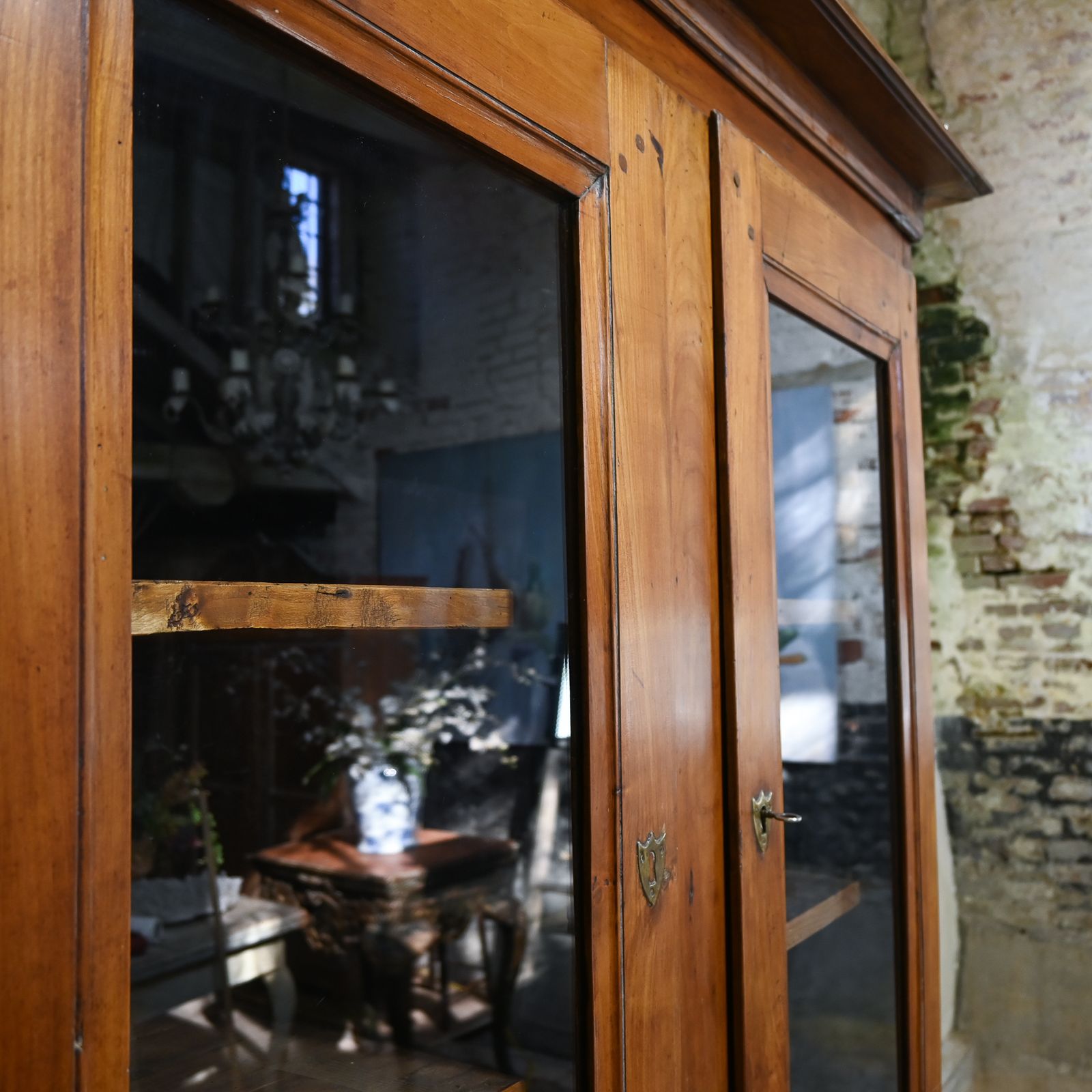 A Charming Mid 19th Century French Cherrywood Glazed Cabinet Bookcase photo vinterior