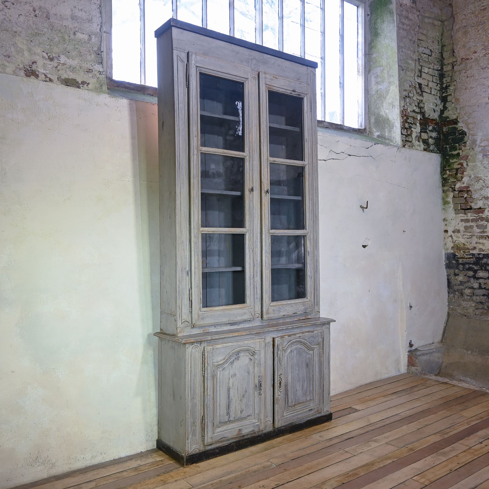 19th C French Painted Glazed Cabinet photo furniture