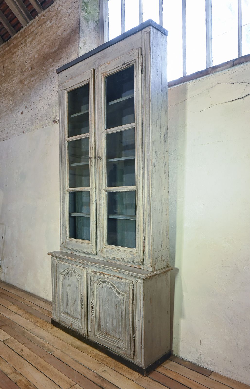 19th C French Painted Glazed Cabinet photo vintage