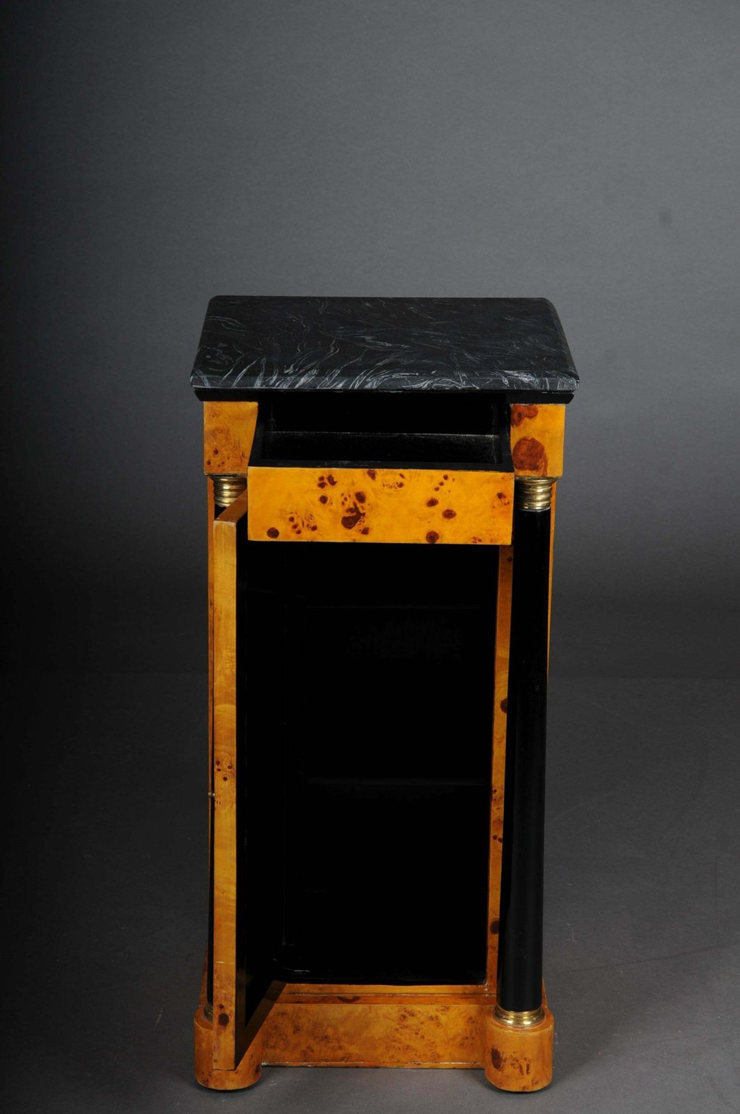 Classic Bedside Table, Side Table In Biedermeier Style, Maple Root L photo for sale