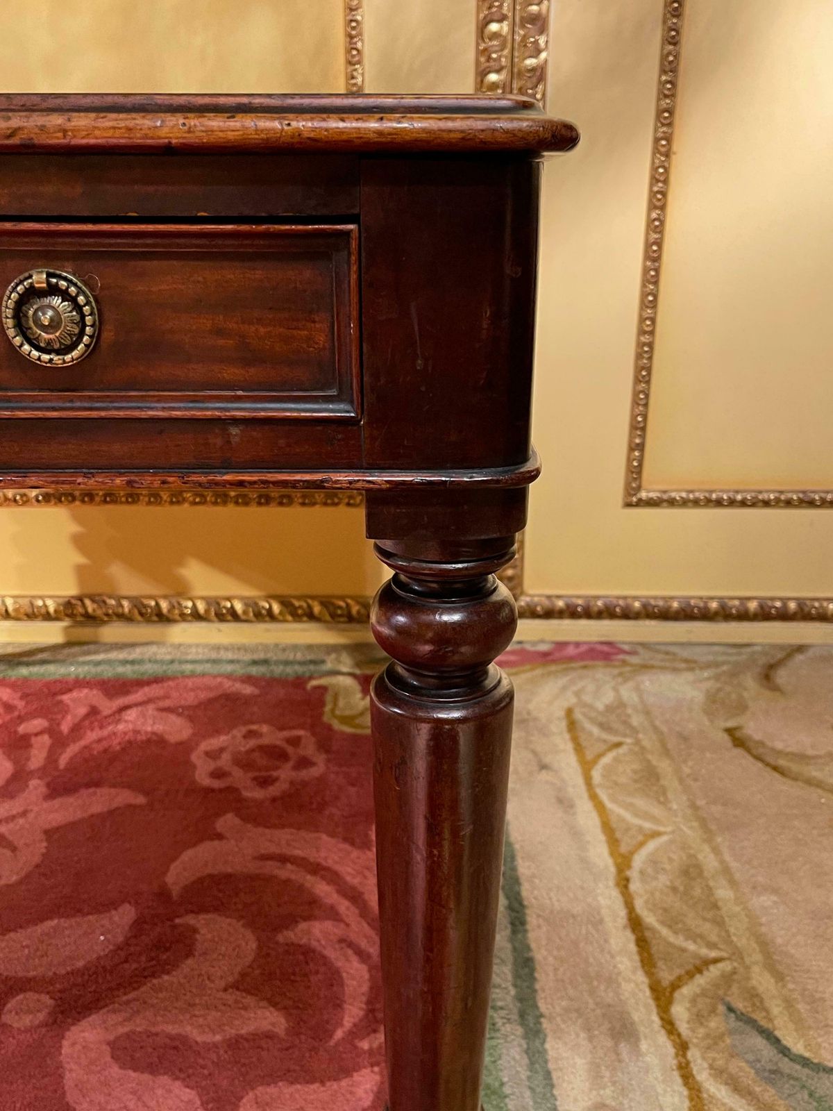 photo furniture 19th Century Victorian English Partner Desk Column Shaped Legs Writing Table