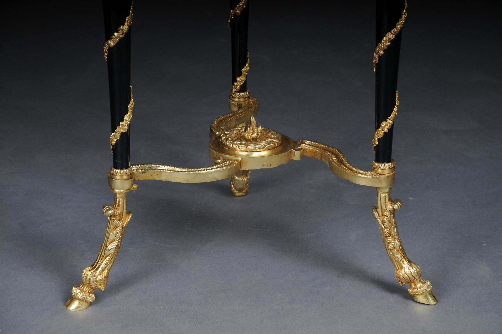 photo furniture 20th Century Majestic Empire Side Table/Gueridon Beechwood, Marble, Round, Black