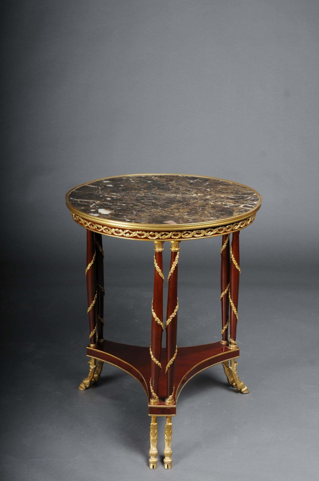 20th Century Majestic Empire Salon Table/Gueridon, Beechwood, Marble photo furniture