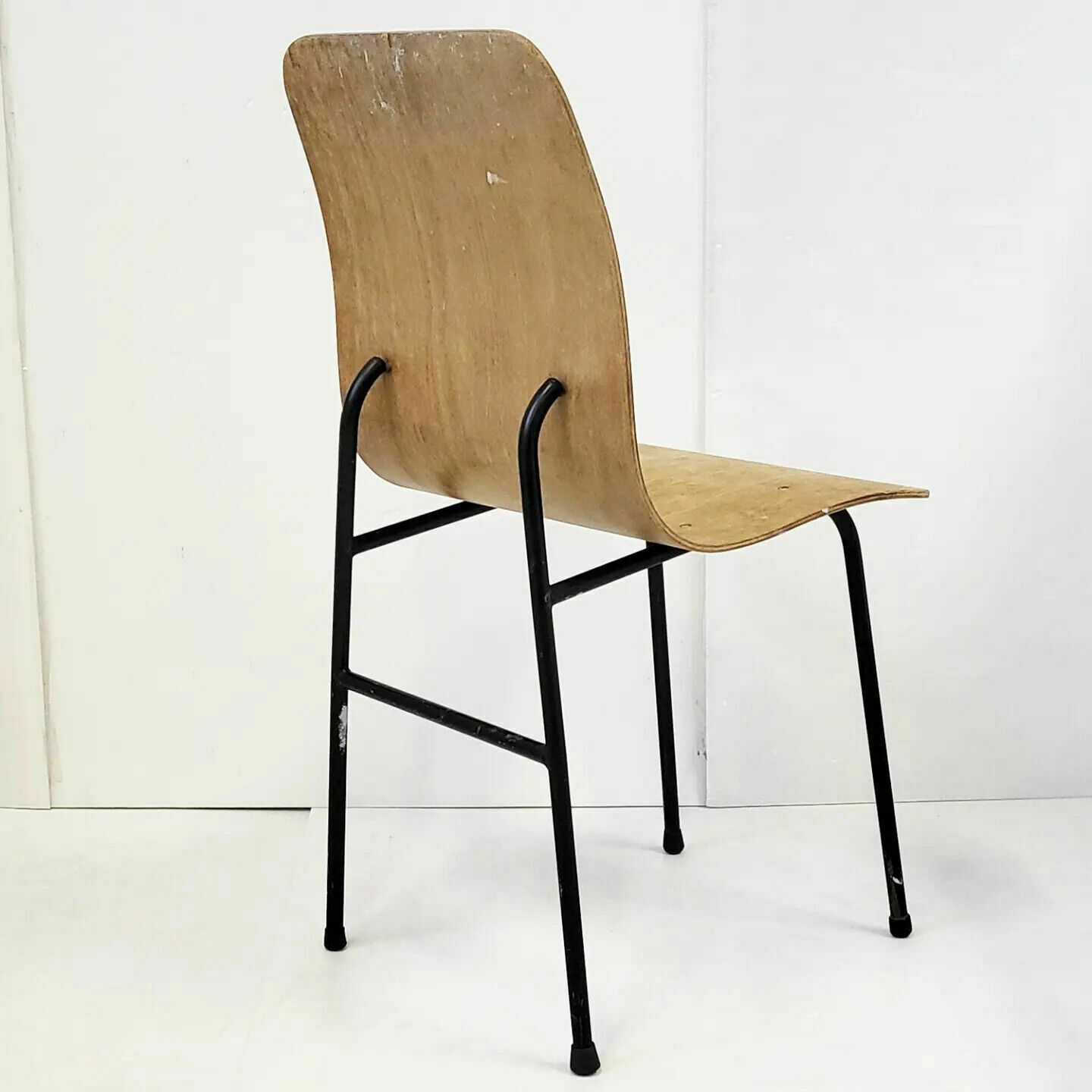 Vintage Stoel 1950 Hout & Staal Dlg Jean Prouvé Pierre Guariche Jaren 1950