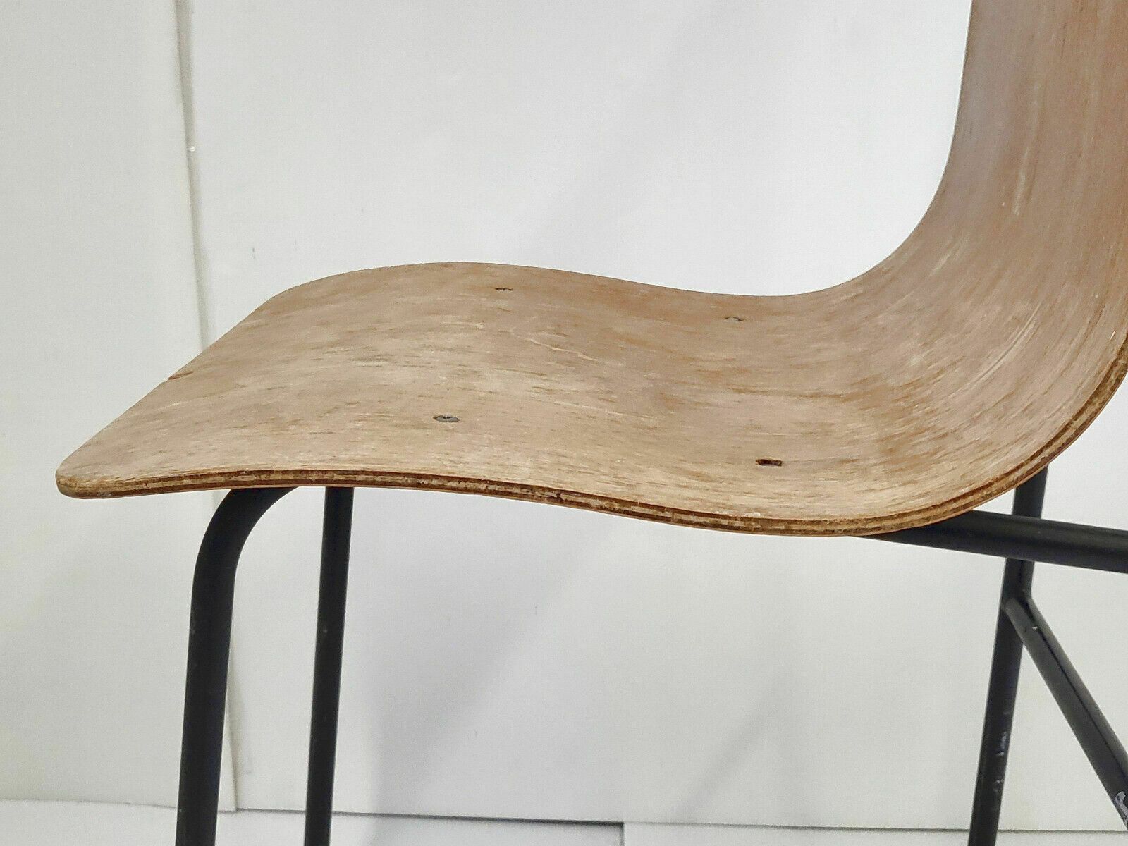 Meubels Vintage Stoel 1950 Hout & Staal Dlg Jean Prouvé Pierre Guariche Jaren 1950 photo