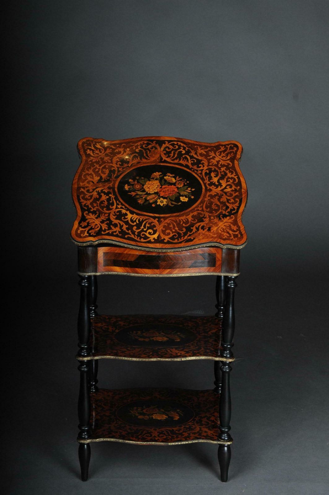 Furniture 19th Century Marquetry Side Table With Jewellery Box  Circa 1870 photo