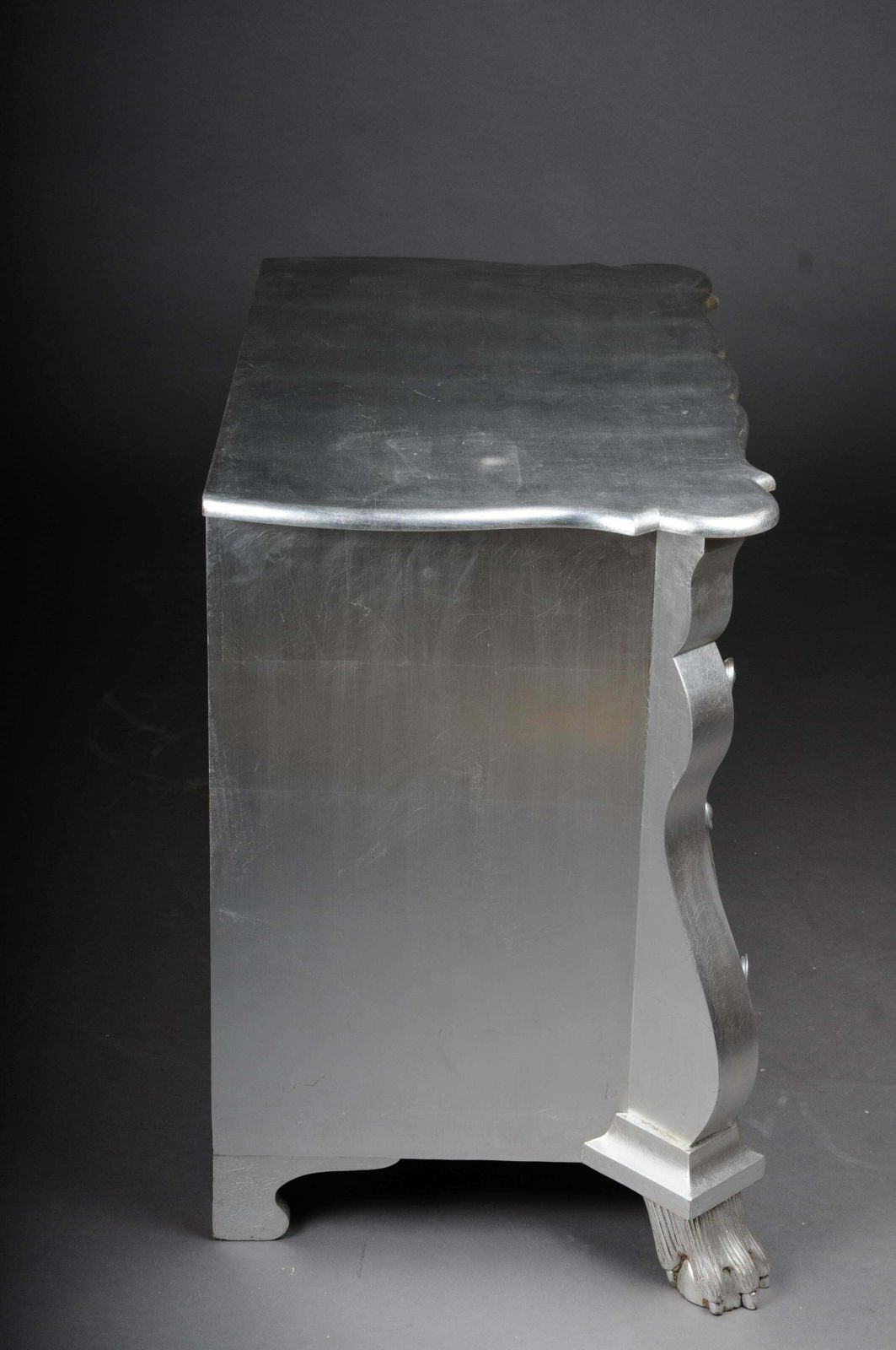 Modern Designer Baroque Chest Of Drawers, Silver Leaf photo Furniture