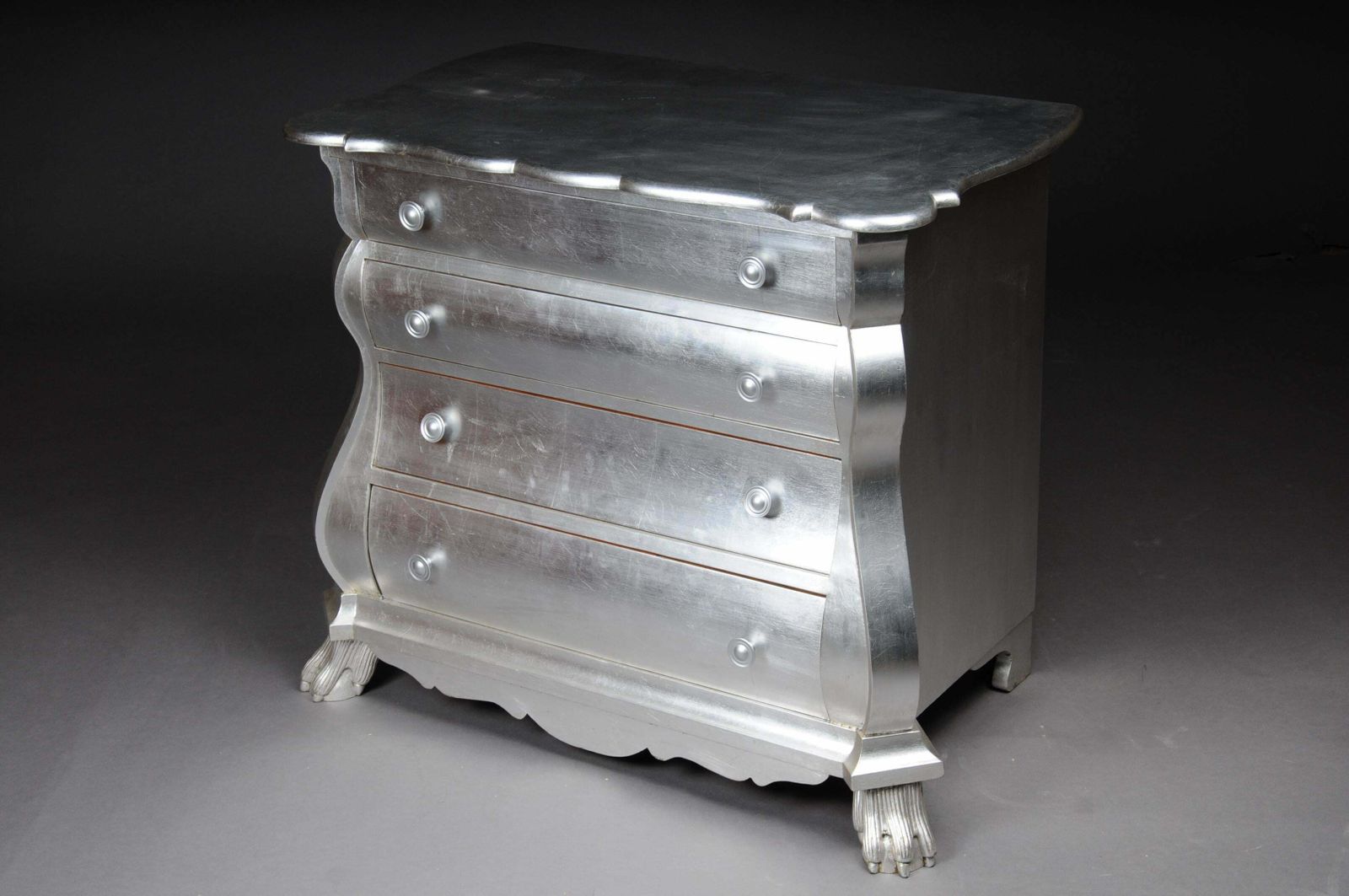 Modern Designer Baroque Chest Of Drawers, Silver Leaf photo 2397.0