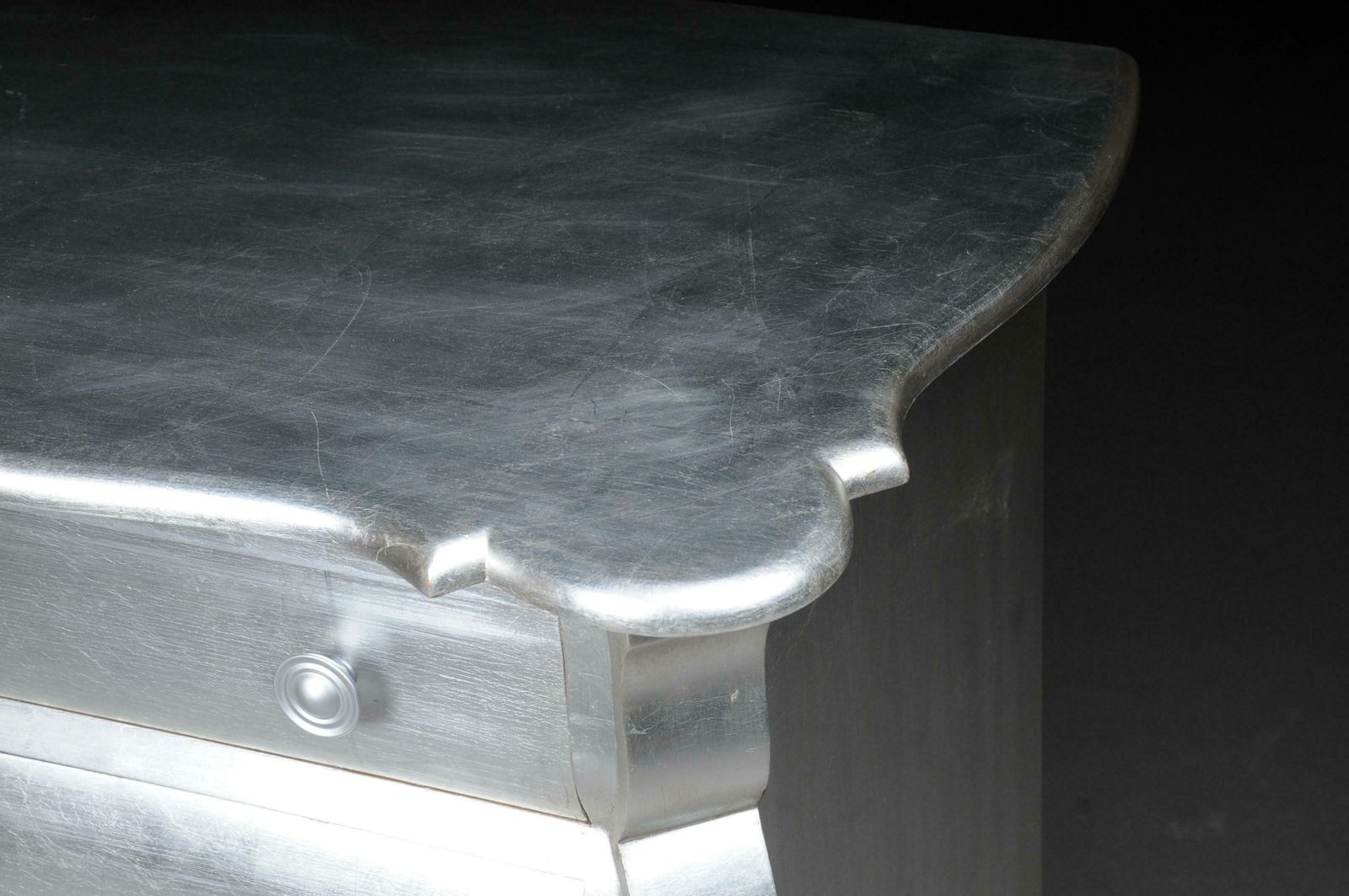 photo furniture Modern Designer Baroque Chest Of Drawers, Silver Leaf