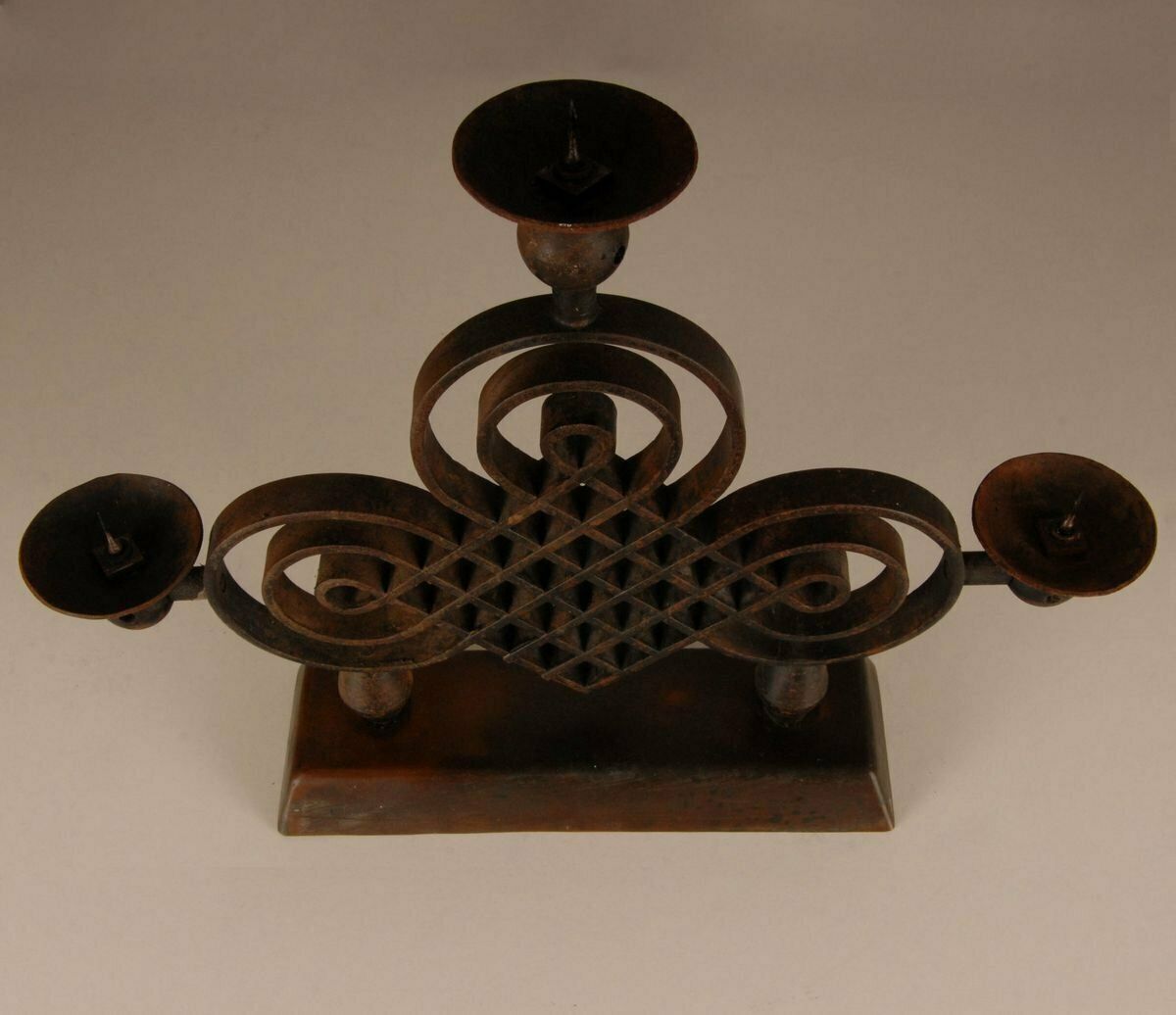 French Art Deco Wrought Iron Candleholder By Gilbert Poillerat, 1940s photo 1273.0