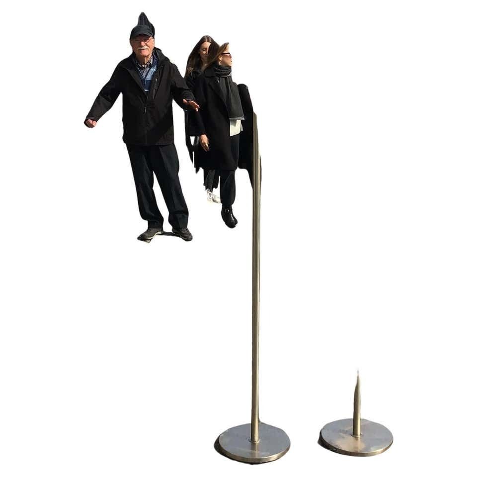 Sergio Mazza ‘Tau’ Couple Floor Lamp Metal Crome Glass 1960 Italy photo for sale