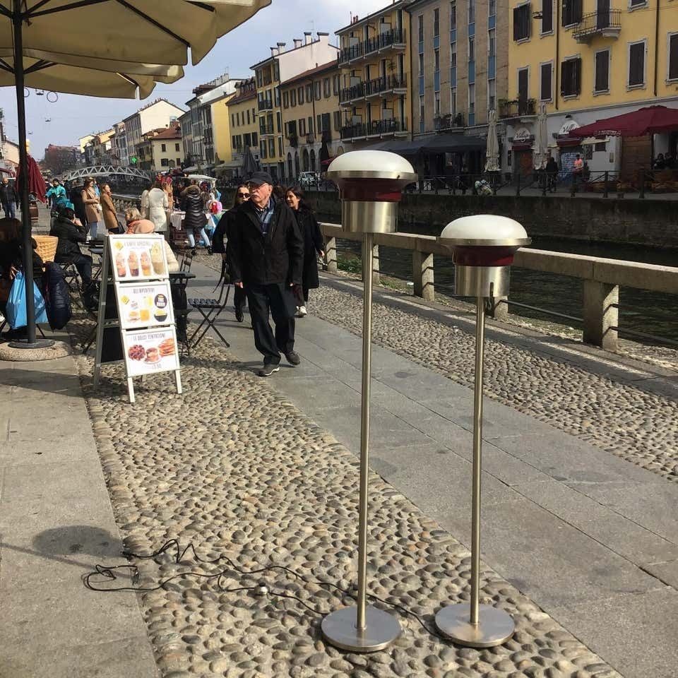 Sergio Mazza ‘Tau’ Couple Floor Lamp Metal Crome Glass 1960 Italy photo buy