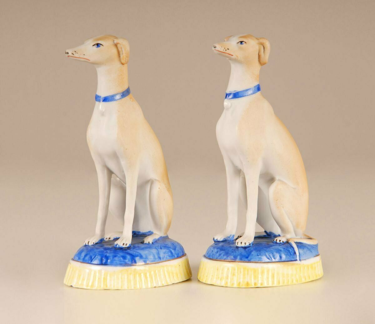 French Porcelain Greyhound Dogs, Staffordshire Style, 19th Century, Set Of 2 photo furniture
