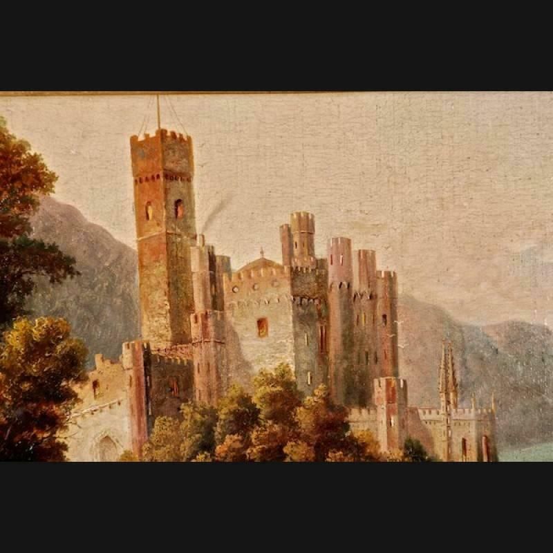 19th Century Oil Painting With Castle View photo furniture