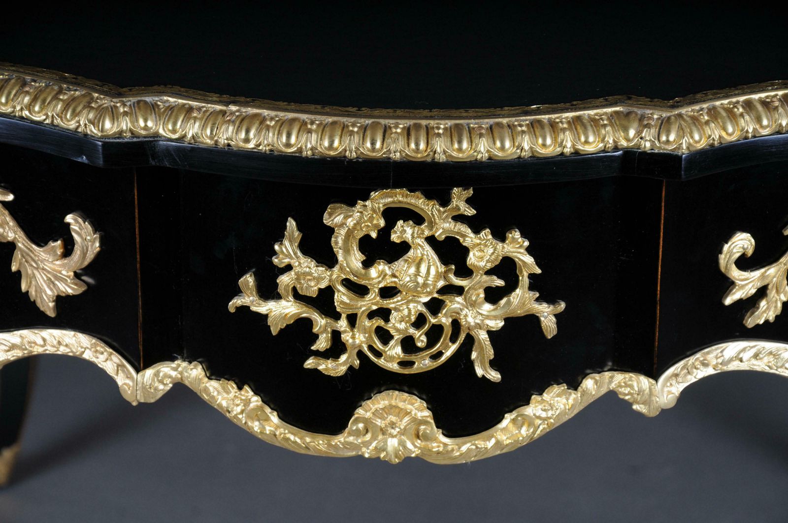 20th Century Louis XV Style French Salon Table, Black Gold photo Furniture