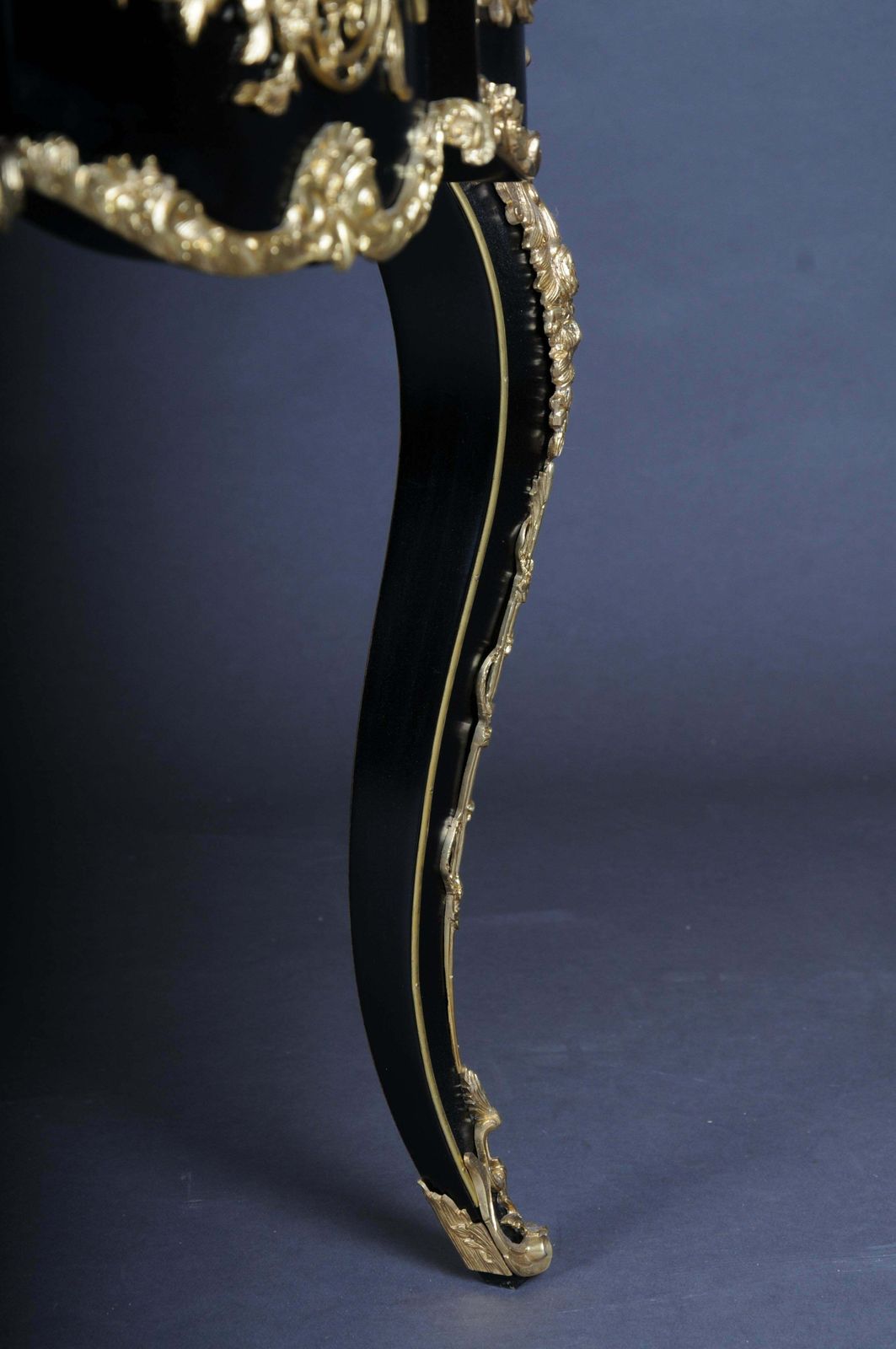 photo for sale 20th Century Louis XV Style French Salon Table, Black Gold