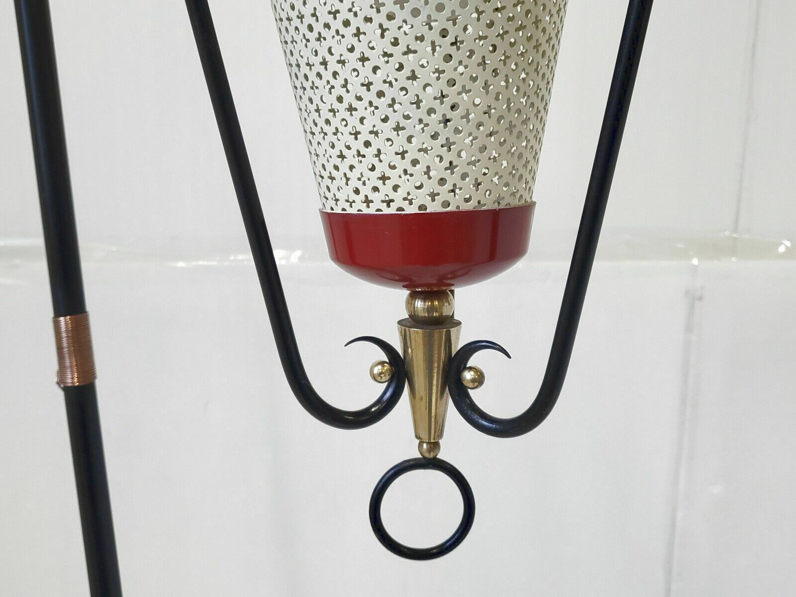 Vintage Lantern Floor Lamp 1950 Maison Arlus Brass Gold & Steel 1950s 50s photo 1322.0
