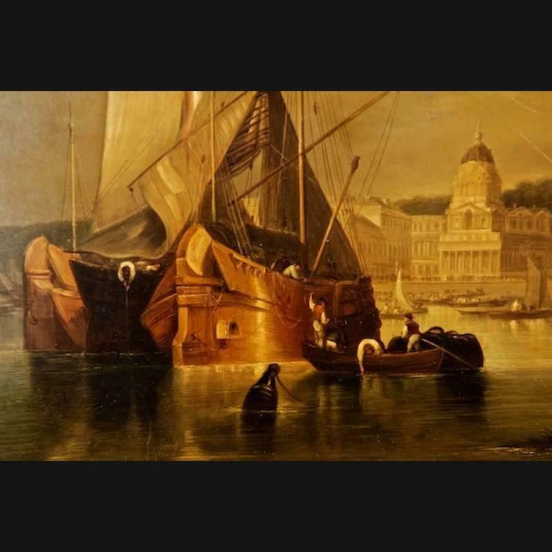 19th Century Romantic Painting With City View photo furniture