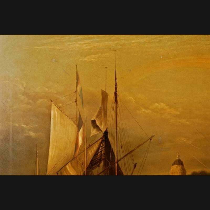 19th Century Romantic Painting With City View photo for sale