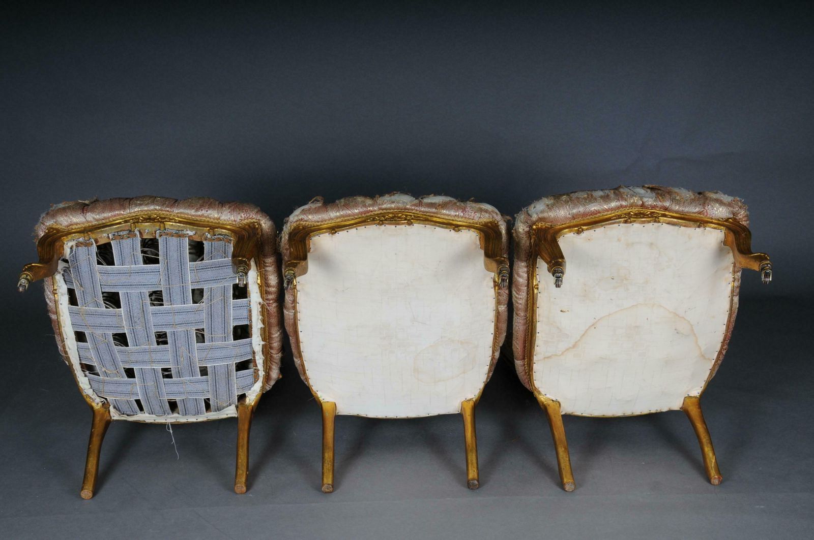 photo furniture 3 French Salon Lounge Chairs From The Bellevue Palace In Berlin, Gold From 1890