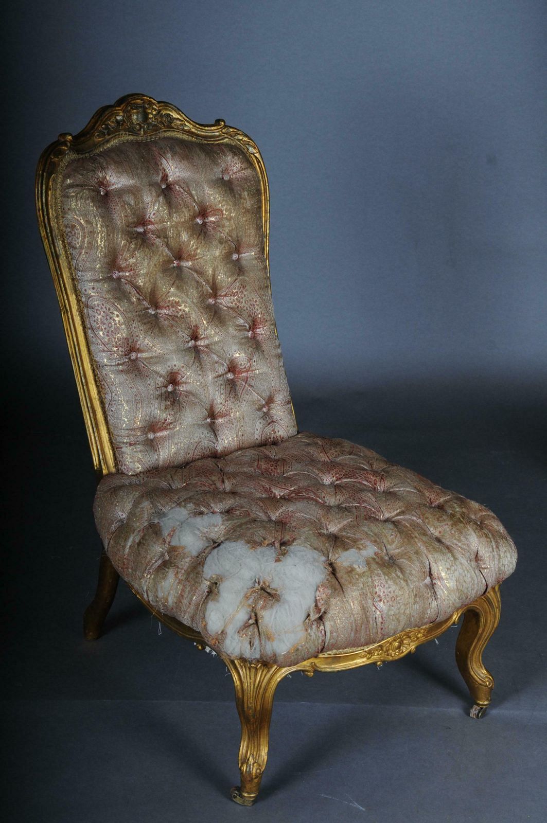 photo buy 3 French Salon Lounge Chairs From The Bellevue Palace In Berlin, Gold From 1890