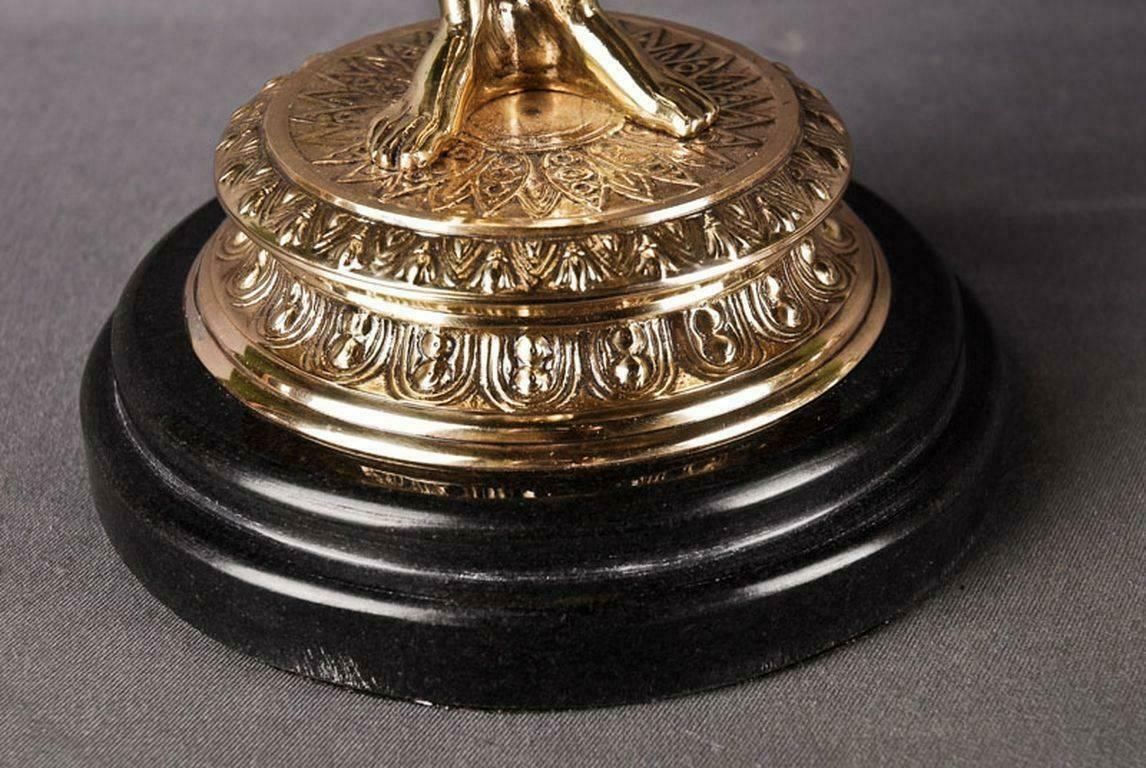 photo for sale 20th Century Empire Style Bronze Casted Figure Formed Candelabra
