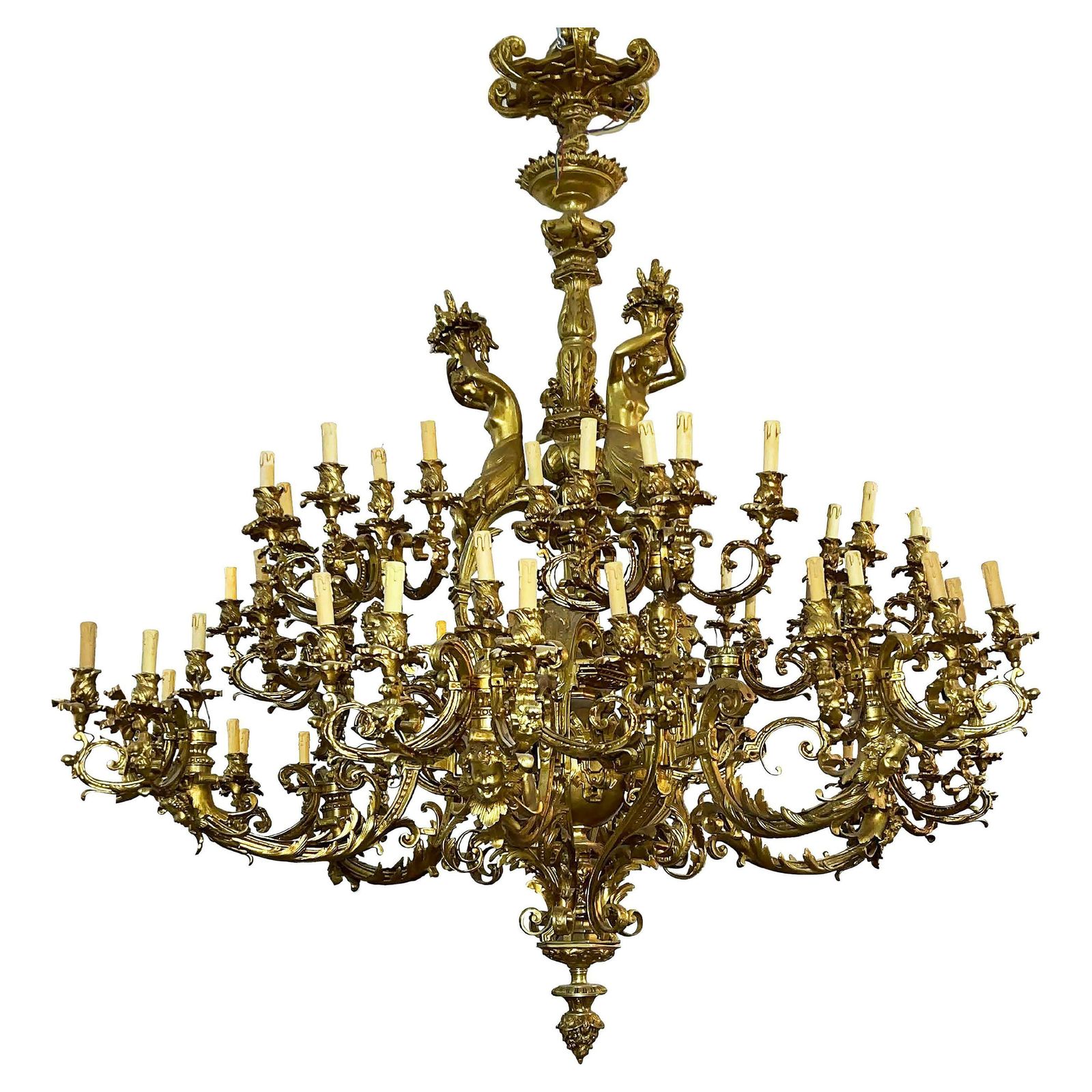 Monumental And Impressive 60 Light Gilt Chandelier, Paris ''1320 Lbs''